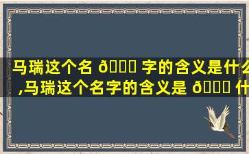 马瑞这个名 🐈 字的含义是什么,马瑞这个名字的含义是 🐋 什么意思